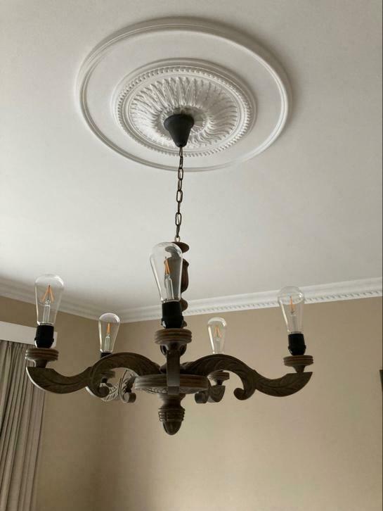 Lustre vintage ´50 remis au goût du jour, Utilisé, Bois