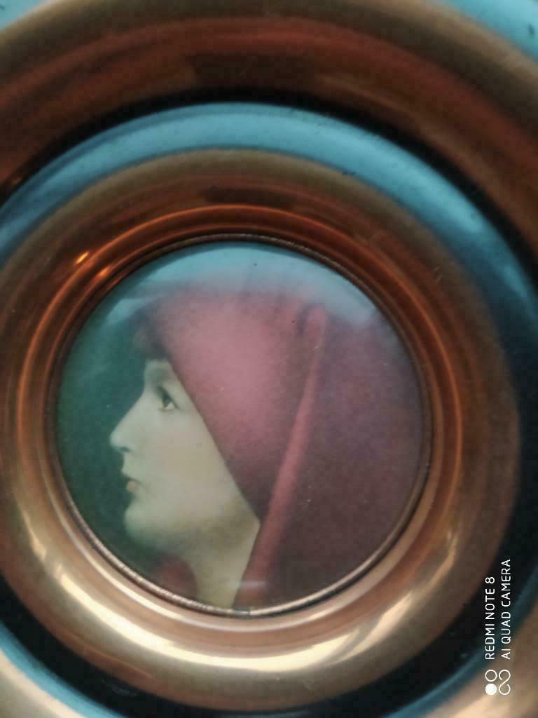 mooie, ronde koperen kader met figuur, Antiek en Kunst, Antiek | Brons en Koper, Ophalen of Verzenden, Koper