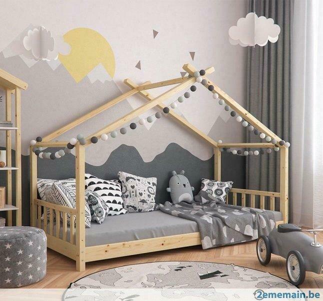 Lit montessori naturel pour enfant 90x200 cm lit moderne, Verzenden, Nieuw