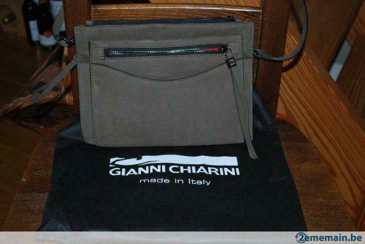 sac en cuir nubuck de couleur taupe foncé GIANNI Chiarini, Ophalen of Verzenden, Gebruikt