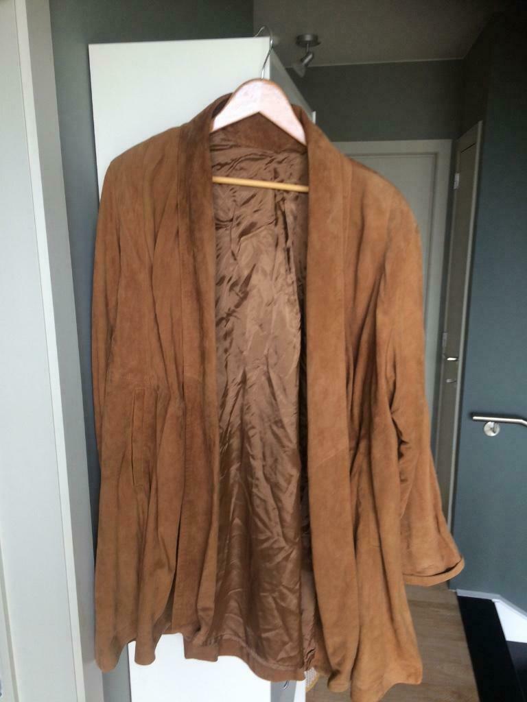 Bruine mantel (echt leder) PELSLAND - maat 38, Ophalen of Verzenden, Zo goed als nieuw, Maat 38/40 (M), Bruin