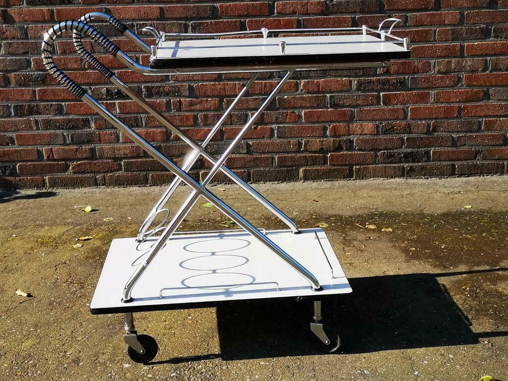 Vintage formica serveer/bar/drink wagen/trolley.. Jaren 60's, Ophalen of Verzenden