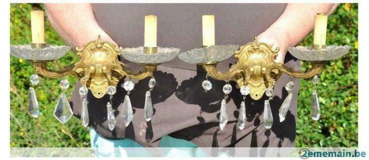 § paire d'appliques en laiton avec pampilles, Enlèvement ou Envoi