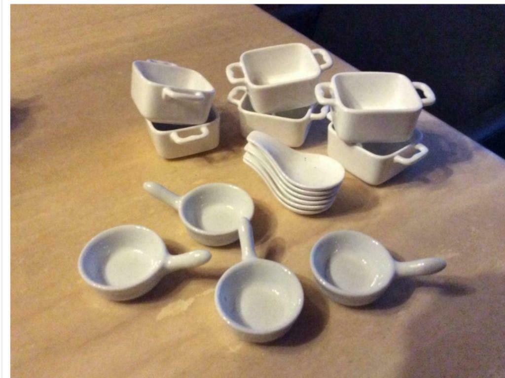 Qdesign amuse potjes en lepeltjes, Ophalen of Verzenden, Nieuw, Porselein