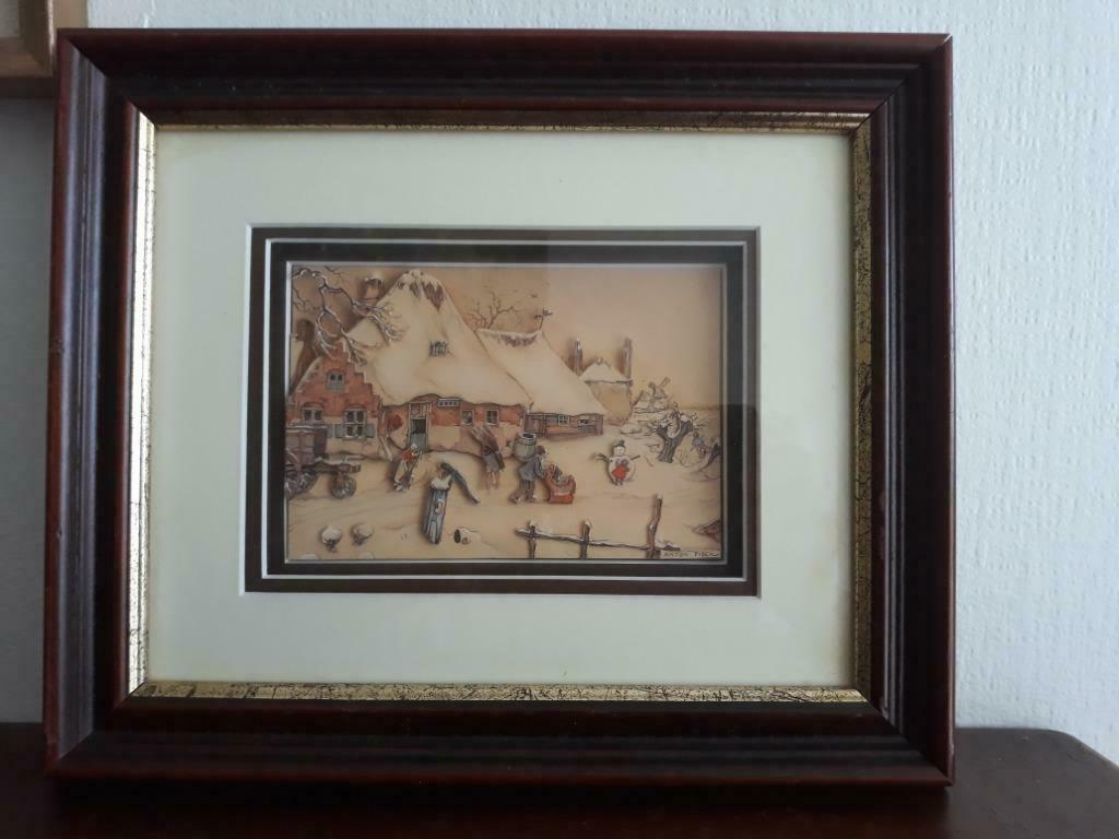 Schilderij van Anton Pieck    3D  " Winter ", Ophalen of Verzenden