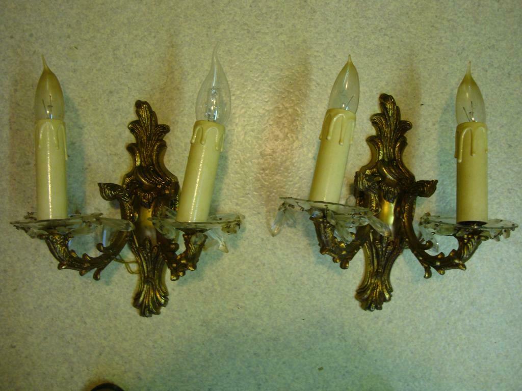 applique en bronze et pendeloque en cristal louis XV, Antiquités & Art, Enlèvement