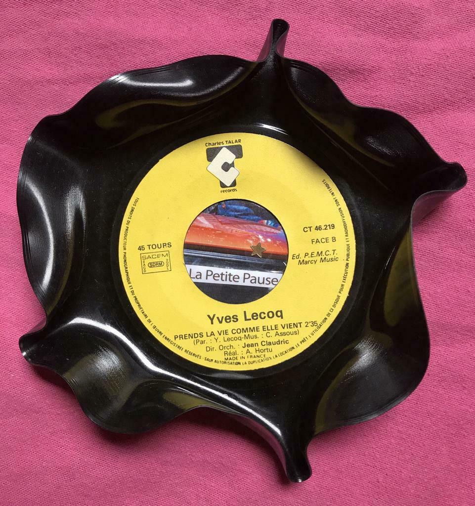 Pot rangement décoratif disque Vinyle artisanat Yves Lecoq, Comme neuf