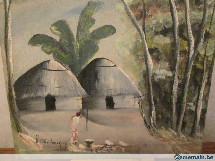 Peinture africaine signé., Antiquités & Art, Enlèvement