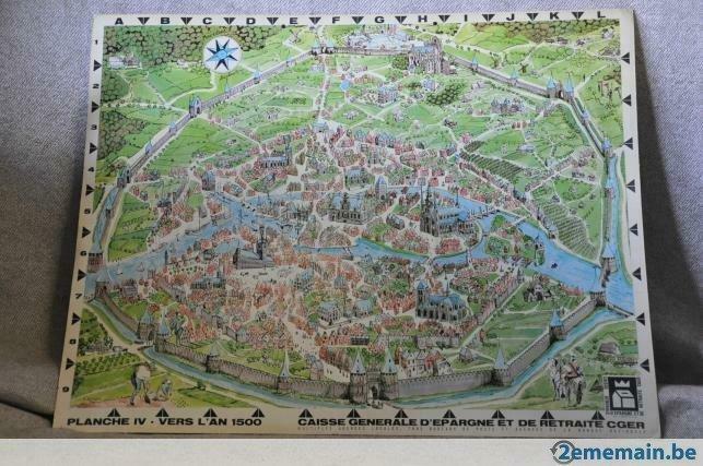 ancien panneau cger "ville l'an 1500", Collections, Utilisé