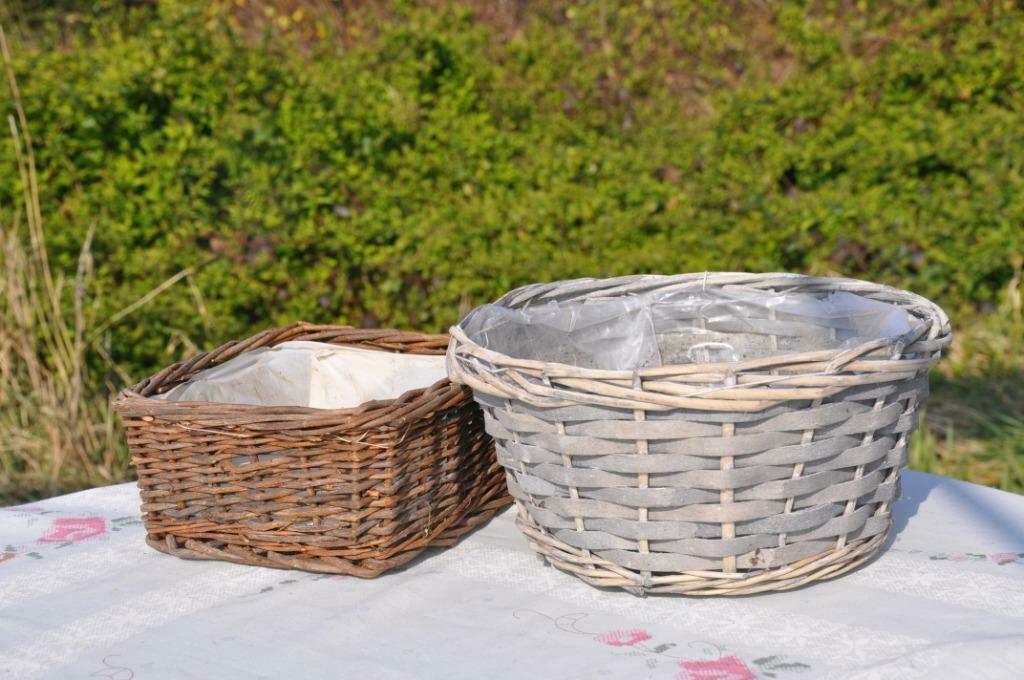 §  2 paniers rond et carré  montage floral rotin, Enlèvement ou Envoi, Rond, Utilisé, Intérieur
