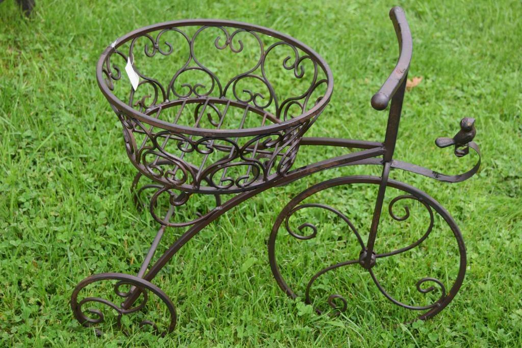 Support plantes en fer forgé patiné(tricycle), Jardin & Terrasse, Neuf, Enlèvement ou Envoi, Intérieur, 30 à 60 cm