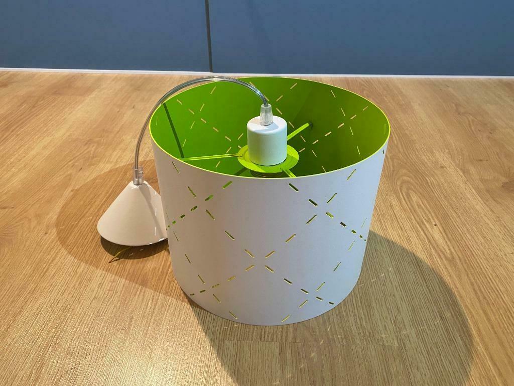 lampenkap  wit / fel groen, Ophalen of Verzenden, Gebruikt, Lamp