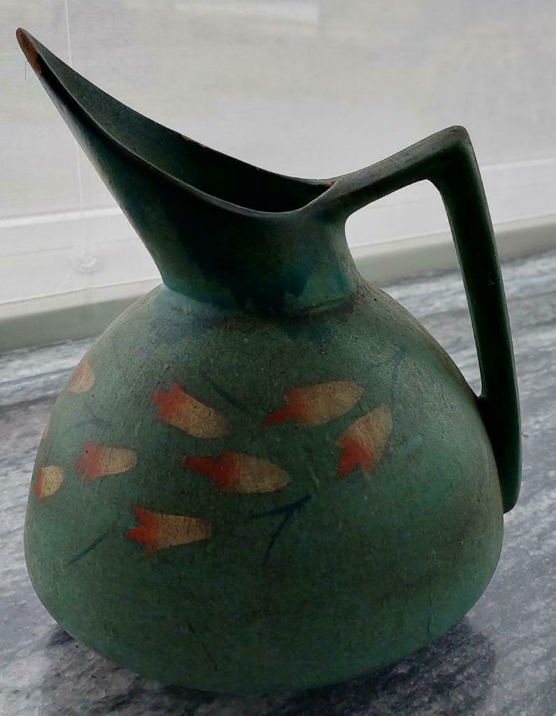handgemaakte groene kruik retro, Antiek en Kunst, Ophalen