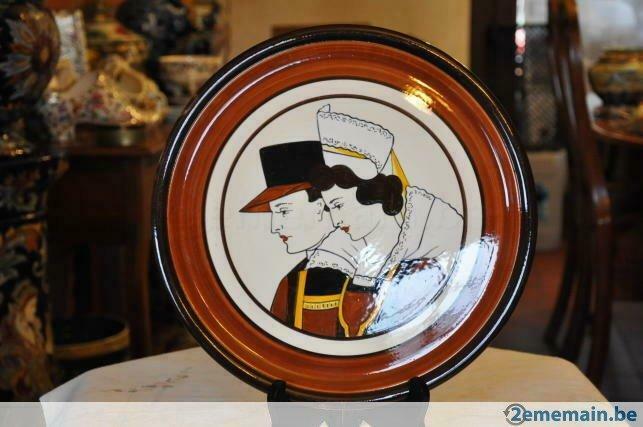 plat a tarte floklore quimper decor fait main, Enlèvement ou Envoi