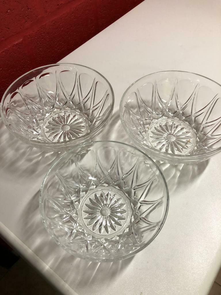 3 glazen kommen vintage kristal made in france Reims, Antiek en Kunst, Antiek | Glaswerk en Kristal, Ophalen of Verzenden