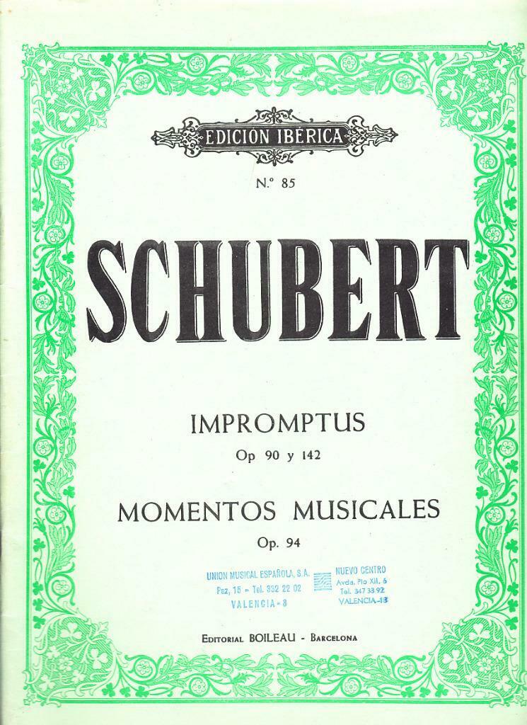 'Partituren Schubert: Impromptus Op 90 y 142 en Momentos Mus, Boeken, Muziek, Ophalen of Verzenden, Zo goed als nieuw, Artiest