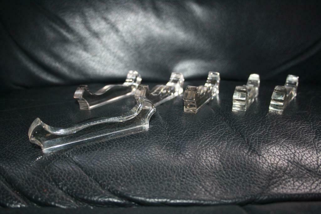 Lot van 6 geslepen messenleggers, bestekleggers in glas / kr, Antiek en Kunst, Ophalen of Verzenden