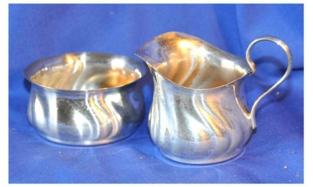 § ensemble pot au lait et sucrier art nouveau metal argenté, Antiquités & Art, Enlèvement ou Envoi, Argent