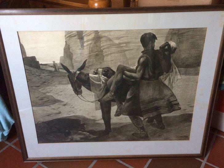 De Barmhartige Samaritaan potloodtekening, Ophalen