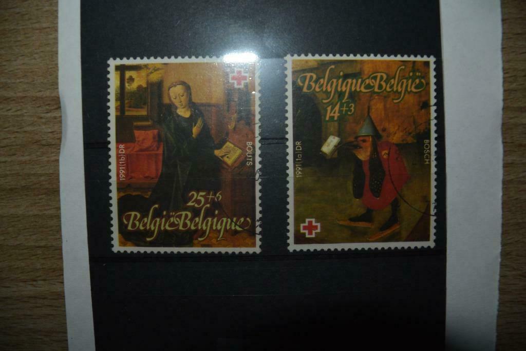 Belgisch Rode Kruis-Schilderijen, Verzenden, Frankeerzegel, Gestempeld, Rode kruis