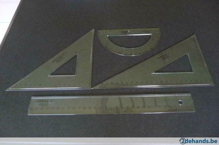 Tekendriehoek, gradenboog 180, lat 30cm 4 Stars transparant, Ophalen of Verzenden, Gebruikt