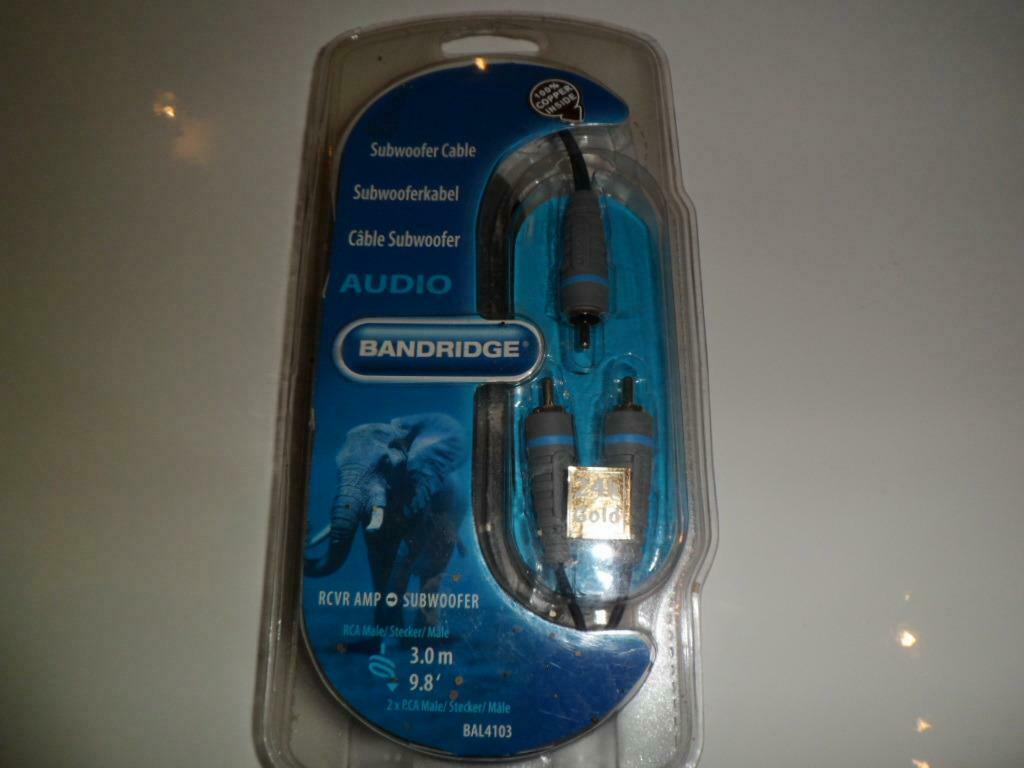 Subwooferkabel BANDRIDGE 3meter RCA male =>2xRCA male (tulp), TV, Hi-fi & Vidéo, Enlèvement ou Envoi, Neuf, 2 à 5 mètres, Câble de haut-parleur