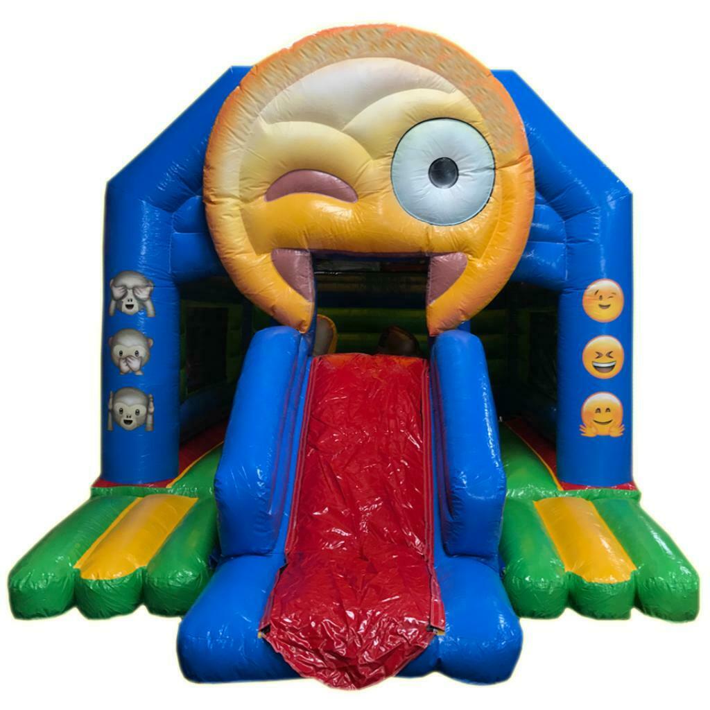 Te huur: springkasteel Smiley met glijbaan, Envoi, Utilisé