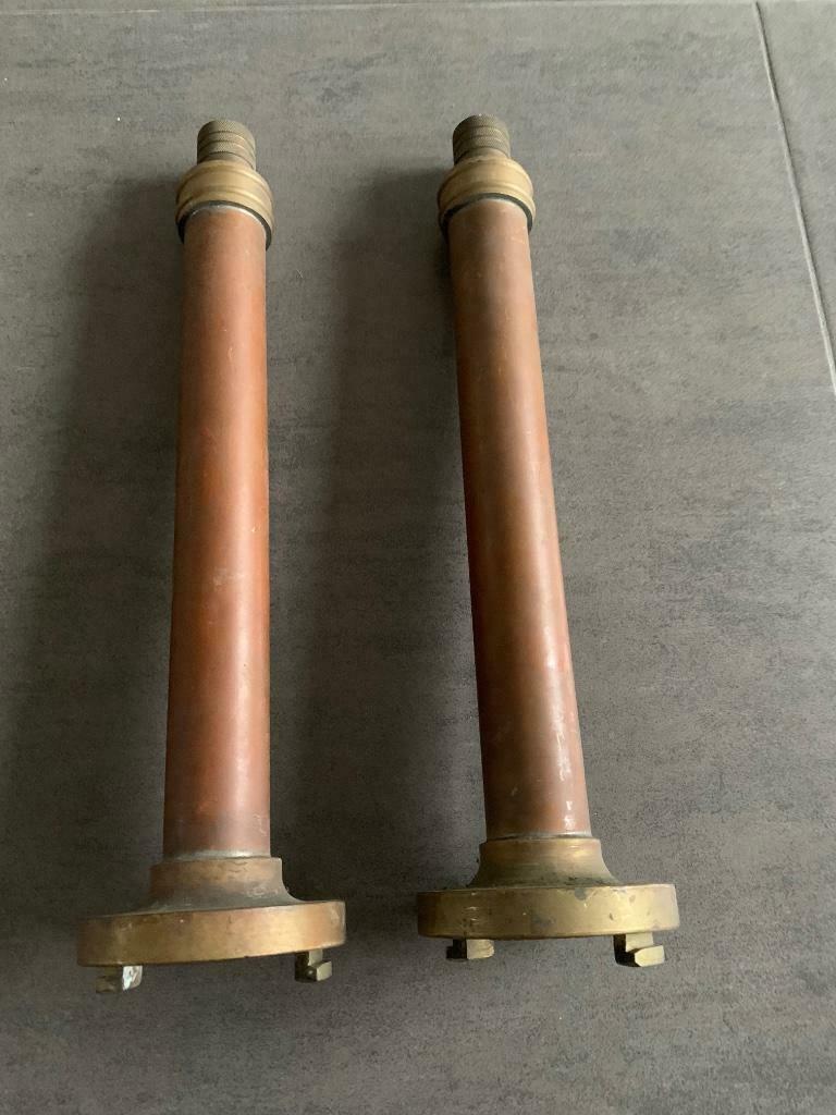 2 koperen brandweerlansen, Antiek en Kunst, Ophalen, Koper