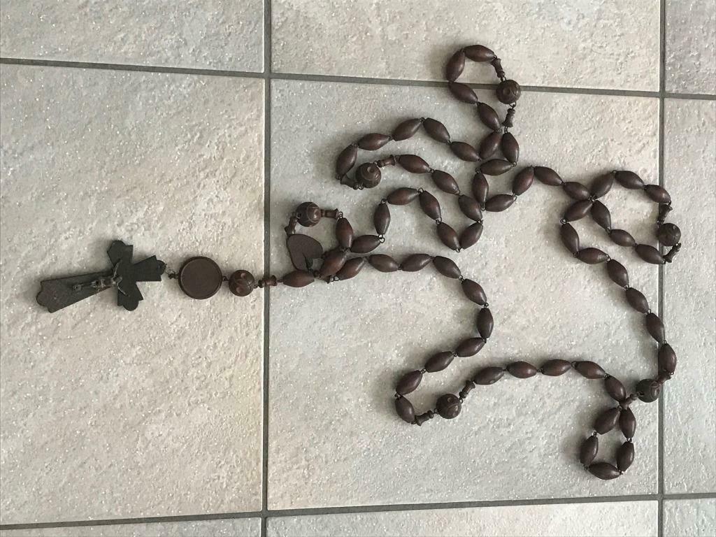 oude muur paternoster in hout, Antiek en Kunst, Antiek | Religieuze voorwerpen, Ophalen of Verzenden