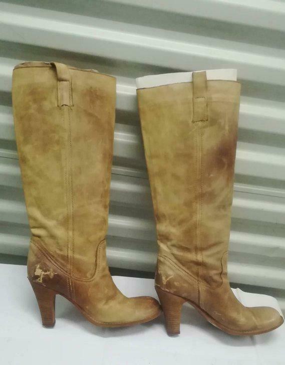 562A* VAN DALEN - belles bottes beiges cuir (40), Gedragen, Hoge laarzen