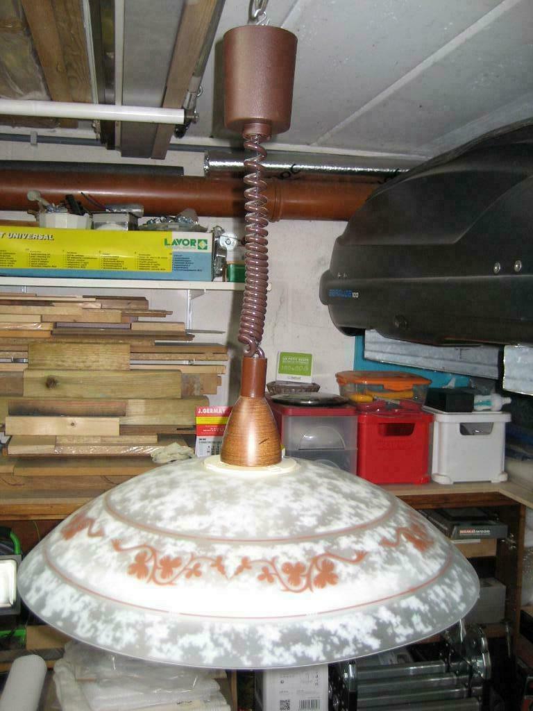 Lustre 2 circlines réglable en hauteur, Maison & Meubles, Enlèvement, Utilisé, Verre