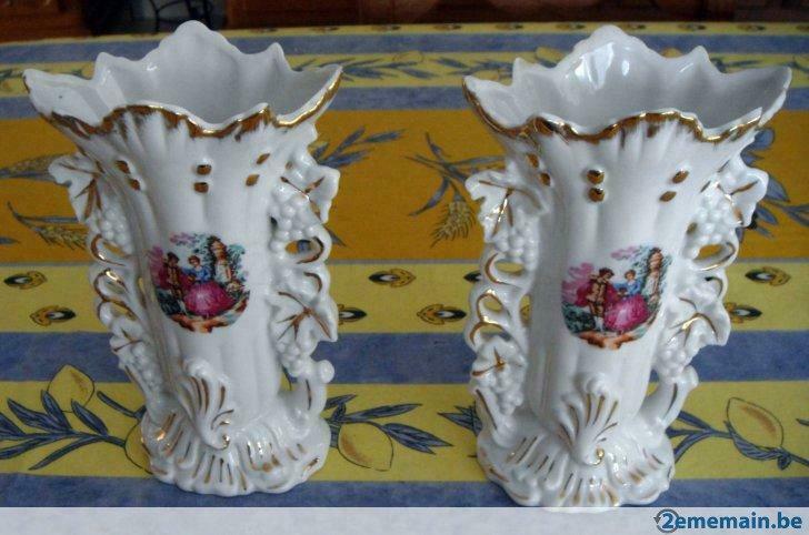 2 Vases de mariée en porcelaine blanche, XIXème, Japon, Moins de 50 cm, Enlèvement ou Envoi, Autres couleurs, Poterie ou Porcelaine
