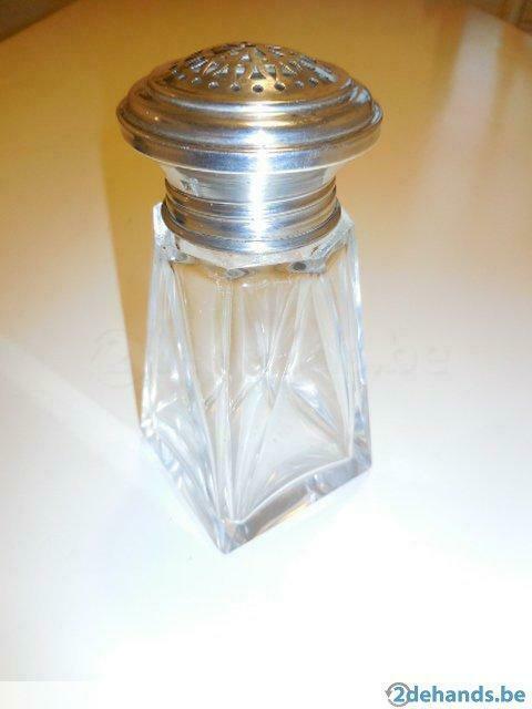 kristallen strooier met zilveren deksel, Antiek en Kunst