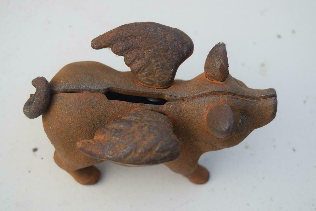 Gietijzeren spaarvarken, gevleugeld varken (geluksbrenger, k, Verzamelen, Ophalen of Verzenden, Nieuw, Overige materialen, Dier