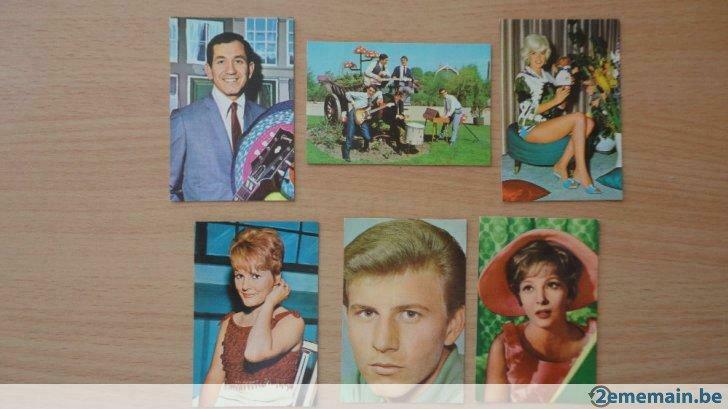 6 chromos vedettes et avions monty gum 1964, Collections, Enlèvement ou Envoi, Utilisé