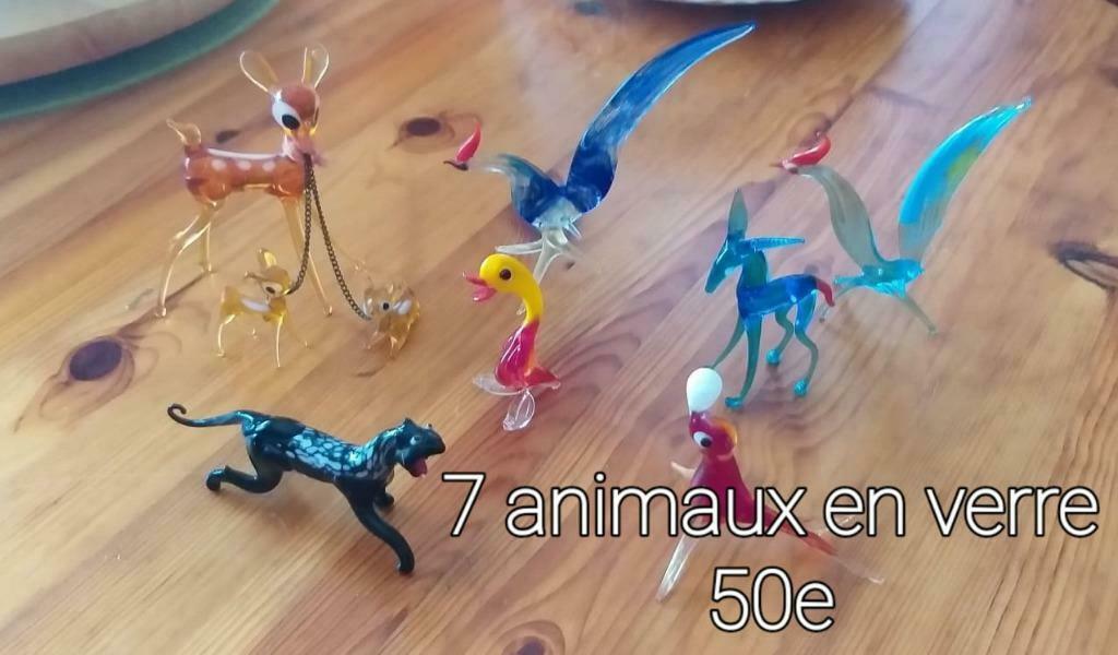 7 animaux en verre, Antiquités & Art, Enlèvement