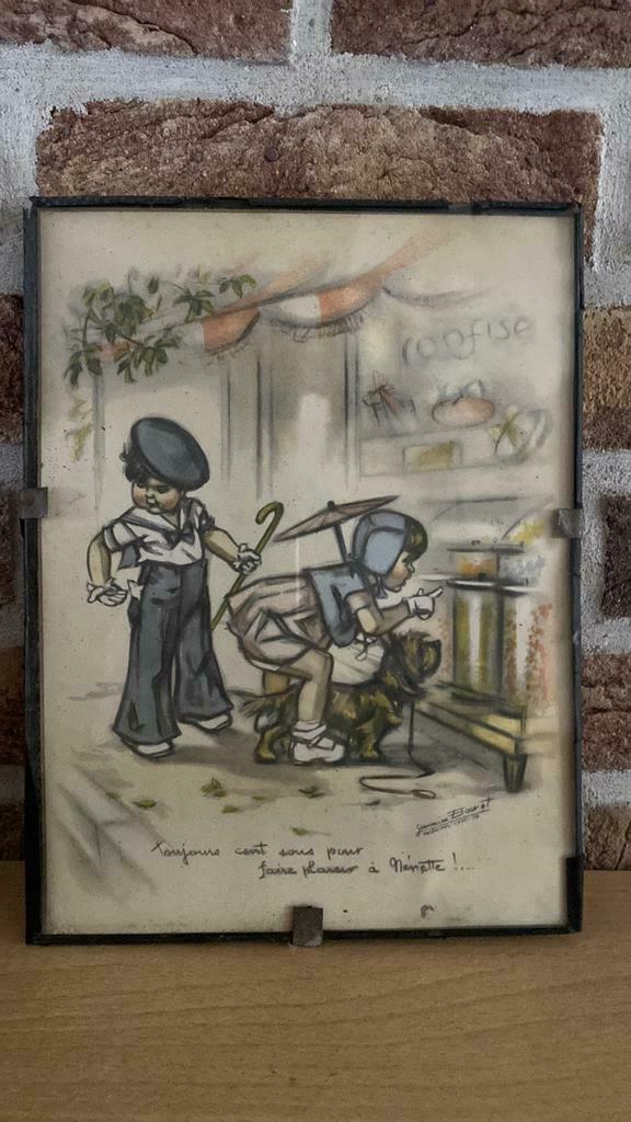 Oude gravure Germaine Bouret, Prent