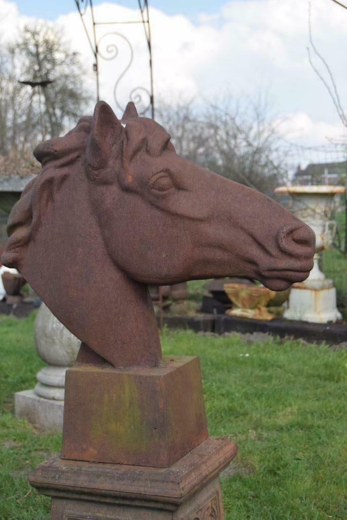 Grande tête de cheval en fonte patinée, Enlèvement, Comme neuf, Autres matériaux, Animal