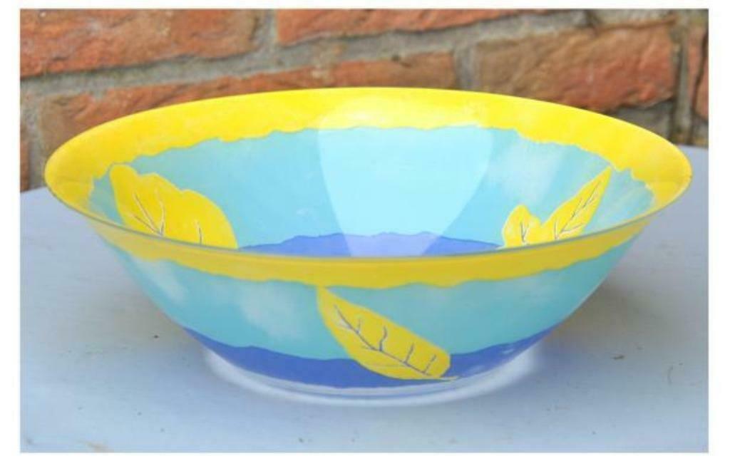 §saladier en verre décor estival, Maison & Meubles, Cuisine | Vaisselle, Enlèvement ou Envoi, Verre, Utilisé, Autres styles