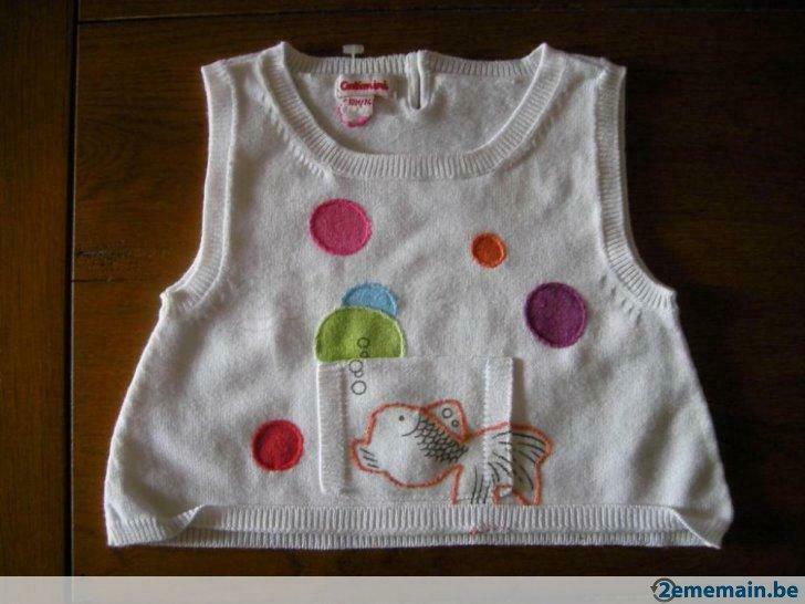 pull sans manches catimini 1 an/74, neuf, Nieuw, Meisje, Truitje of Vestje