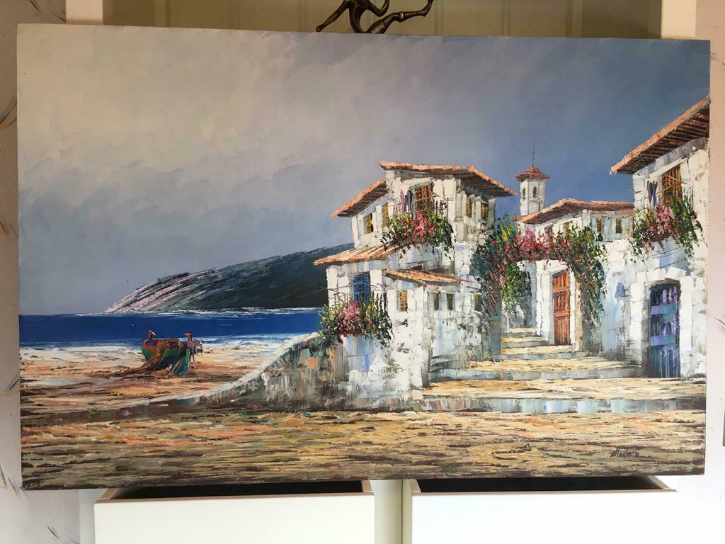 Schilderij op doek 92x60, Antiek en Kunst