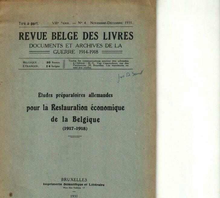 Revue belge des livres documents et archives de la guerre 19, Utilisé