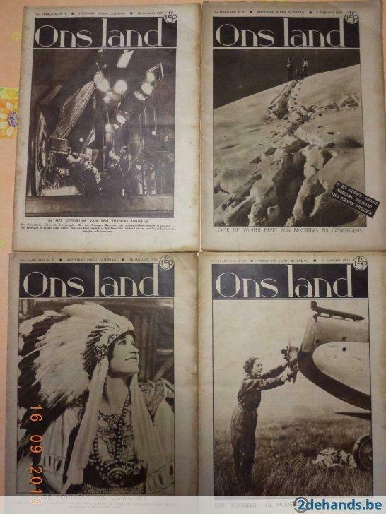 Weekblad ONS LAND. 9de jg. 1926-27 + 16de jg. 1933-34. Exc!, Collections, Enlèvement ou Envoi