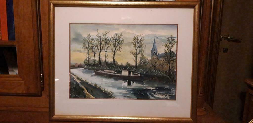 Aquarelle signée Robin, Antiquités & Art, Enlèvement