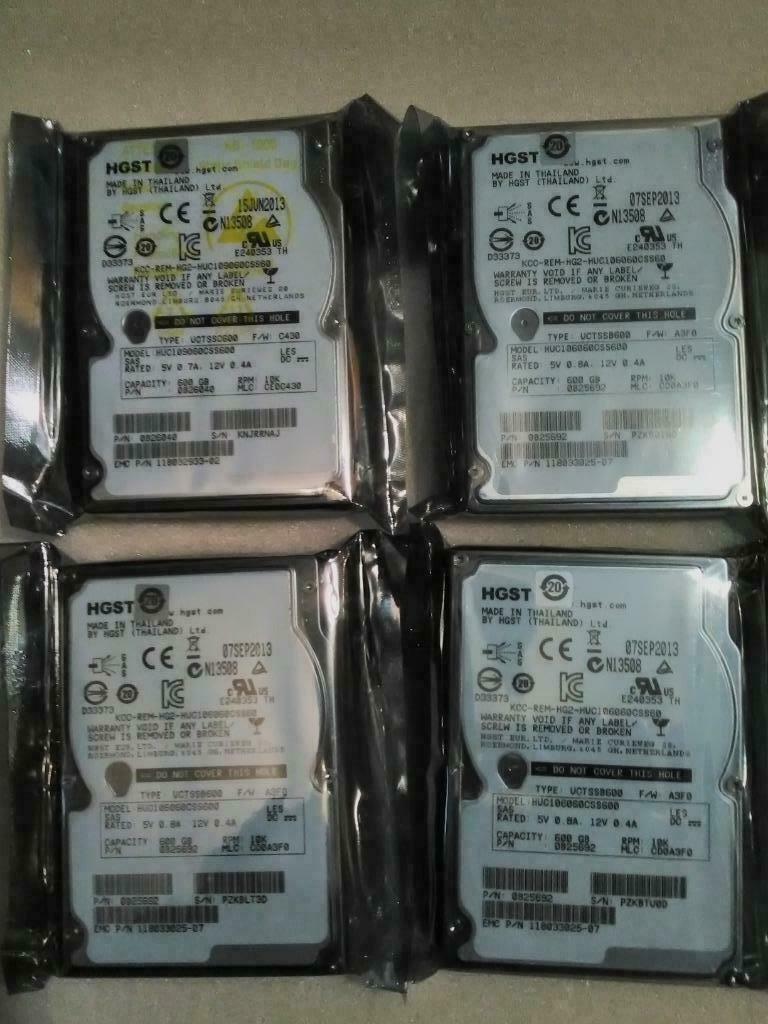 Lot de 4 Hitachi/HGST 600Gb 2,5'' 10K SAS = 2,4Tb, Computers en Software, Harde schijven, Intern, Gebruikt, SAS, Server