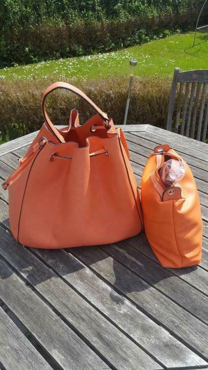 Oranje handtas met binnentas, Handtassen en Accessoires, Tassen | Damestassen, Ophalen of Verzenden, Nieuw, Oranje