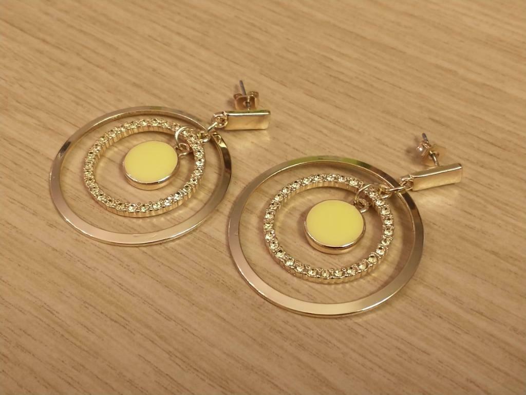 Oorstekers Summervibes crystal geel / oranje, Bijoux, Sacs & Beauté, Boucles d'oreilles, Neuf, Or, Pendantes, Jaune