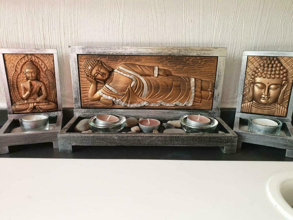 GROS LOT de Triptyque bougeoir, 3 CD + 2 livres Zen attitude, Enlèvement ou Envoi, Noir, Bois