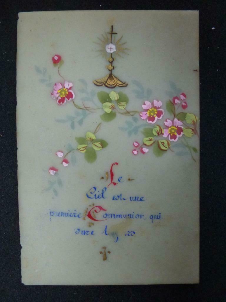 ancienne carte de prière Le ciel est une première Communion, Collections, Envoi, Image pieuse