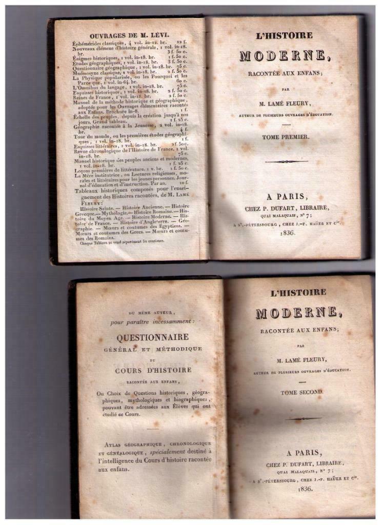 L'Histoire moderne racontée aux enfants, Lamé Fleury, 1836, Enlèvement ou Envoi, Utilisé, Lamé Fleury